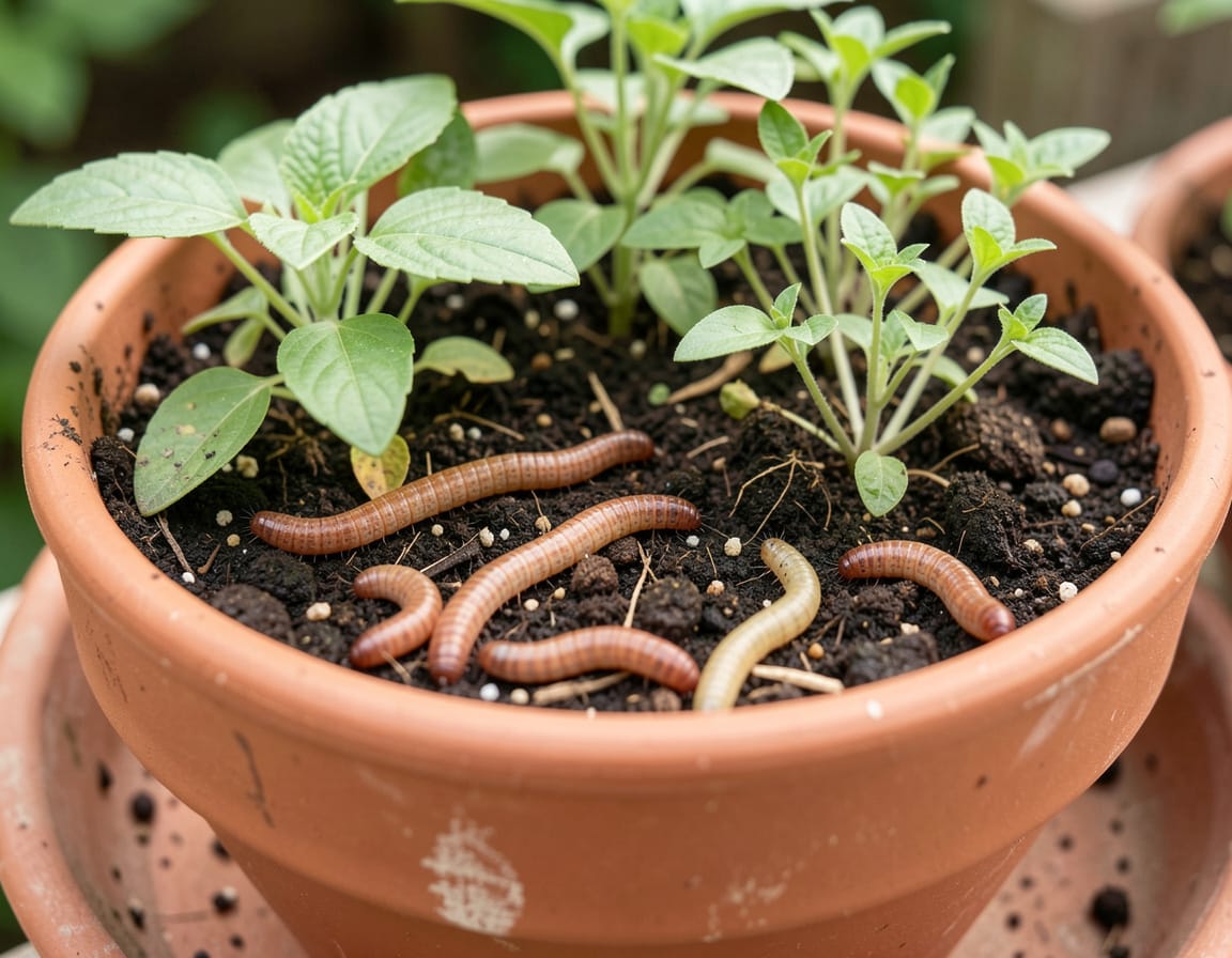 how to get rid of worms in potted plants naturally