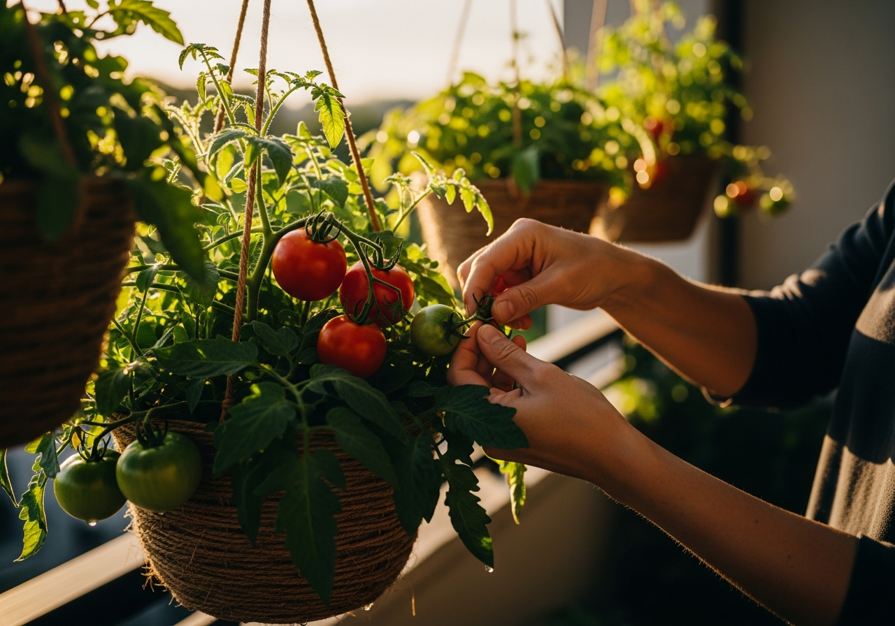 how to care for hanging tomato plants