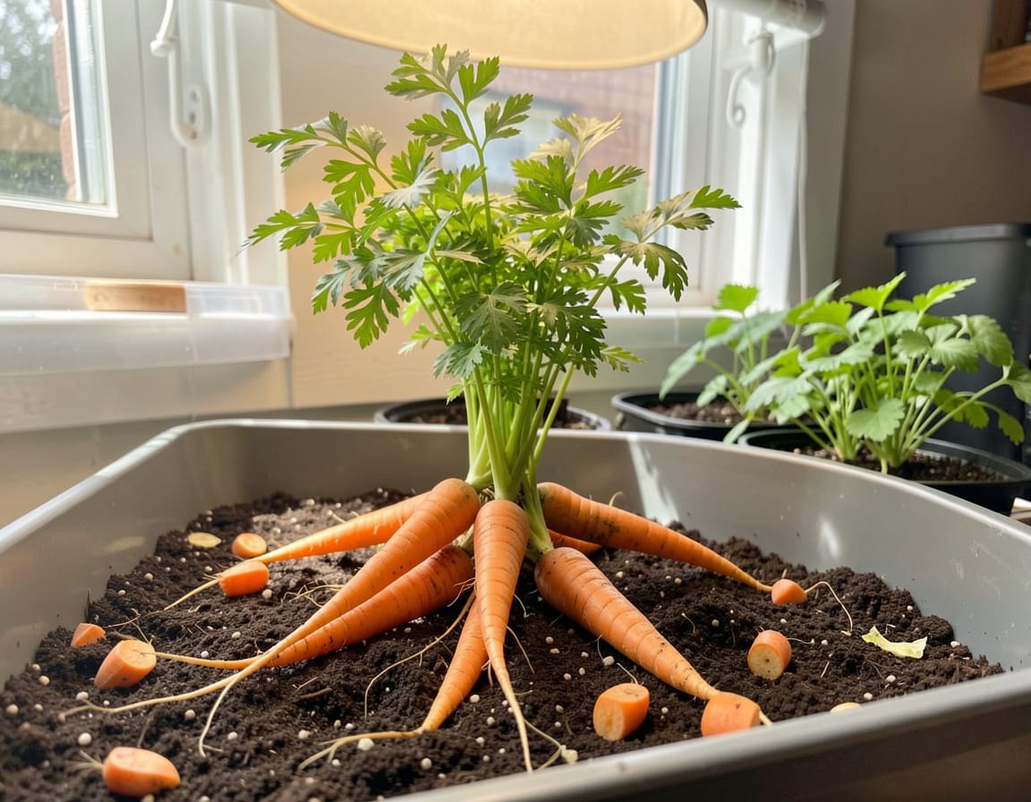 how to grow carrots indoors from scraps