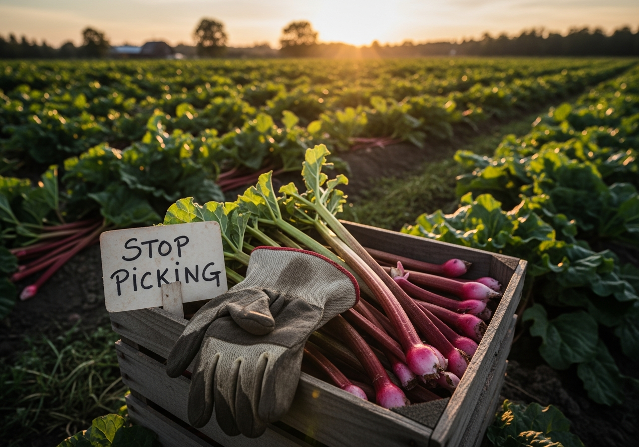 when to stop picking rhubarb