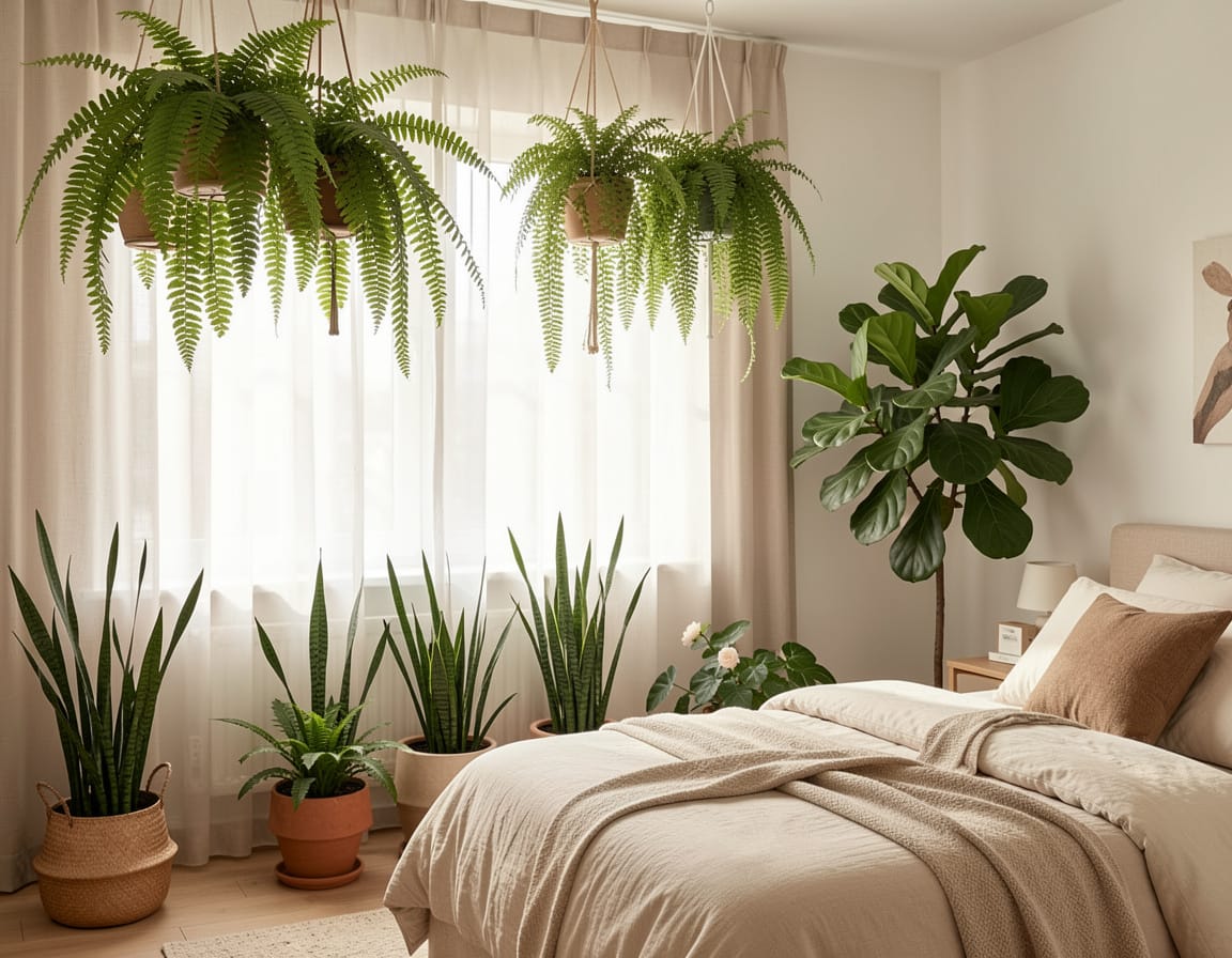 Indoor plants decoration ideas in bedroom